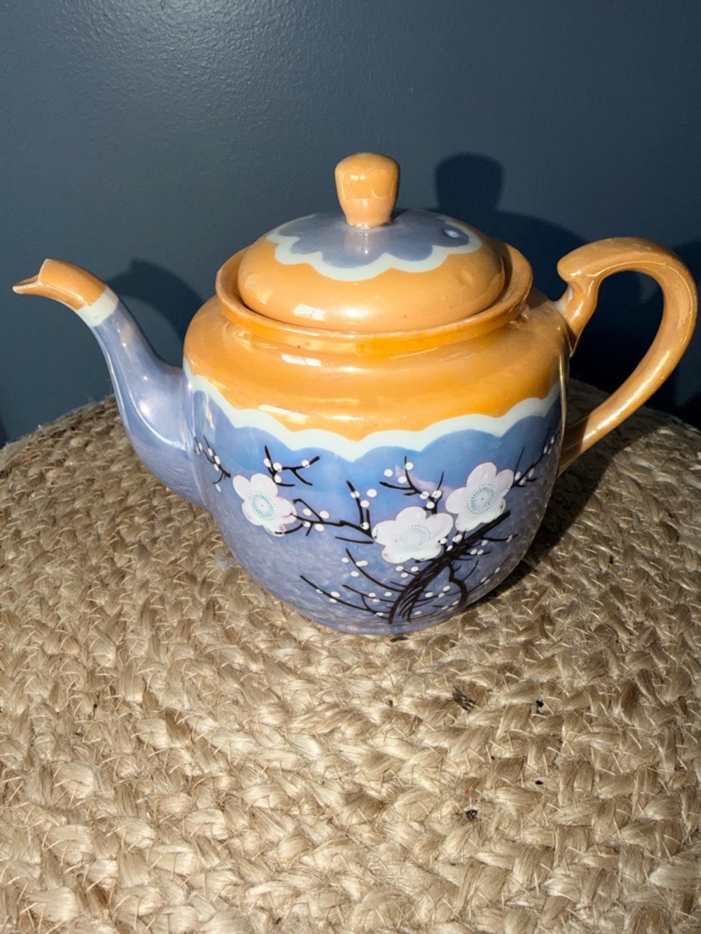 Vintage Cherry Blossom Hand Painted Tea Pot